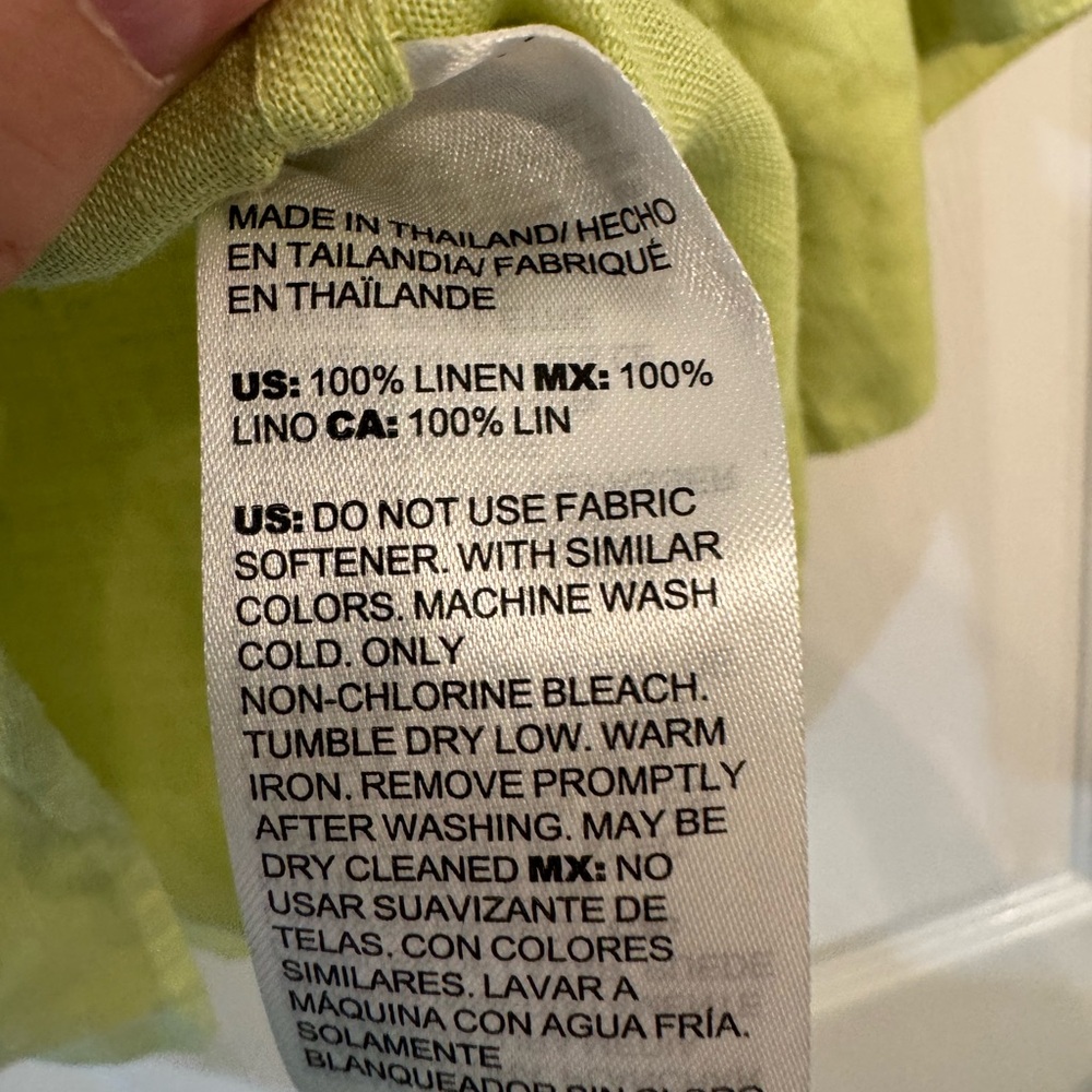 Chico’s No Iron 100% Linen Lime Green Button-Up Shirt - Picture 5 of 7